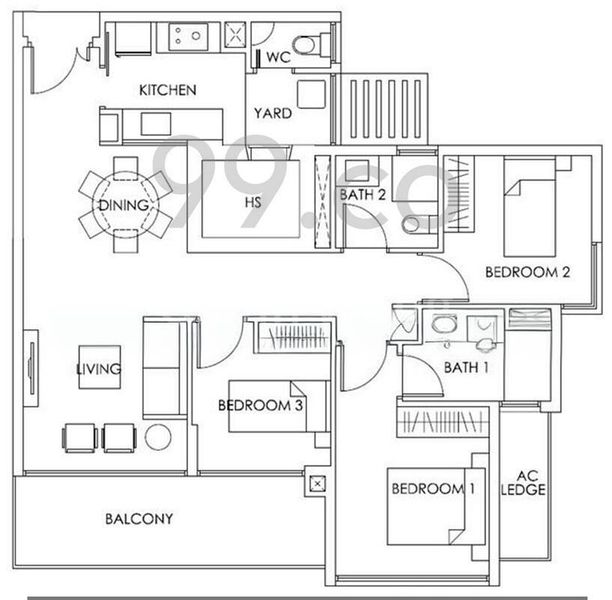 3 Bed Condo for Rent in Bedok Residences - Image 10