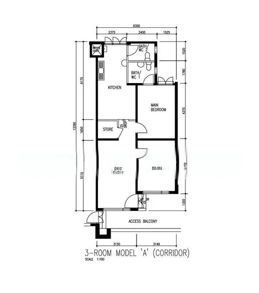 3 Room (3A) HDB for Sale in  102 Gangsa Road - Image 7
