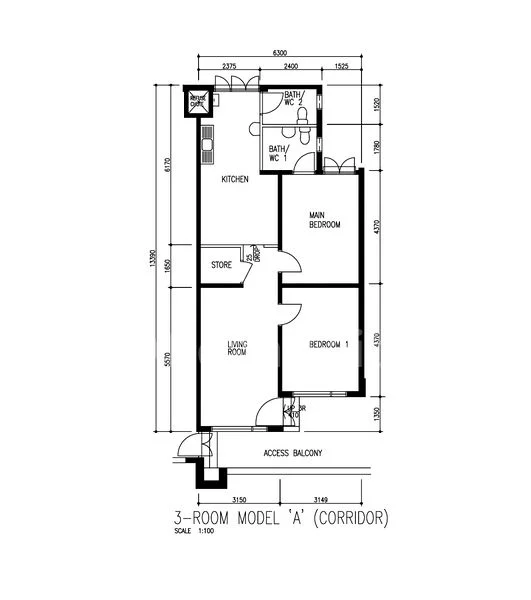 3 Room (3A) HDB for Sale in  102 Gangsa Road - Image 6