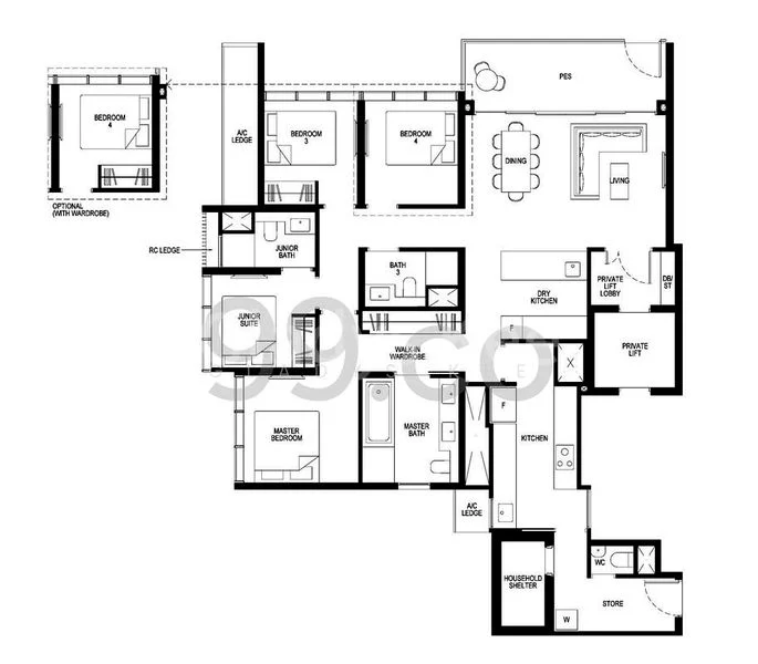 4 Bed Condo for Rent in  Kopar At Newton - Image 9