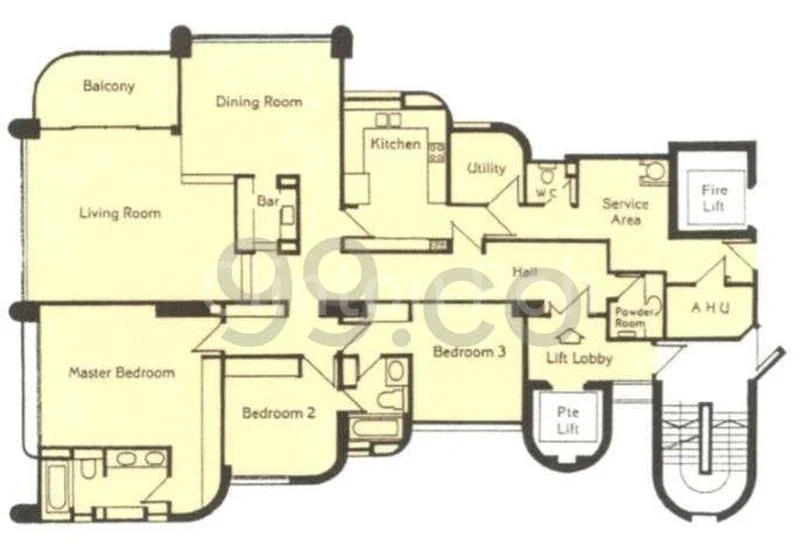 3+1 Bed Condo for Rent in  The Claymore - Image 7