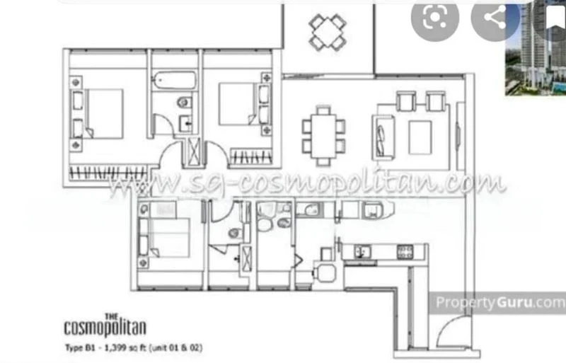 3 Bed Condo for Rent in  The Cosmopolitan - Image 20